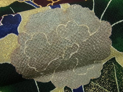 平和屋本店●極上　浦野理一　型染　九寸名古屋帯　枝花文　金彩　落款あり　逸品　未使用3s3614