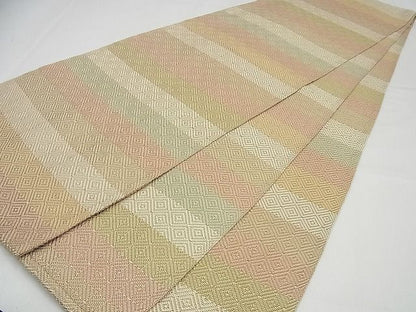 平和屋本店●超希少　伊兵衛織　工芸手織　八寸名古屋帯　入子菱　逸品3s3685