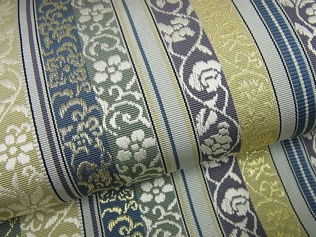 平和屋本店■極上　本場筑前博多織　両面　全通柄袋帯　黒木織物謹製　花唐草間道　証紙付き　逸品　未使用3s3791