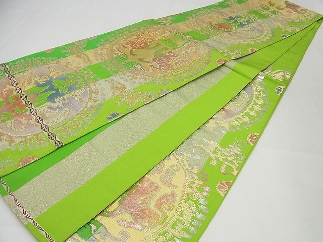 平和屋本店●最高級　龍村平蔵製　本袋帯　円文白虎錦　金銀糸　逸品3s3802
