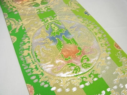 平和屋本店●最高級　龍村平蔵製　本袋帯　円文白虎錦　金銀糸　逸品3s3802