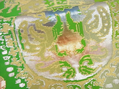平和屋本店●最高級　龍村平蔵製　本袋帯　円文白虎錦　金銀糸　逸品3s3802