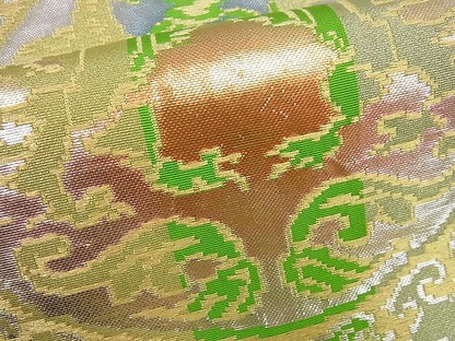 平和屋本店●最高級　龍村平蔵製　本袋帯　円文白虎錦　金銀糸　逸品3s3802