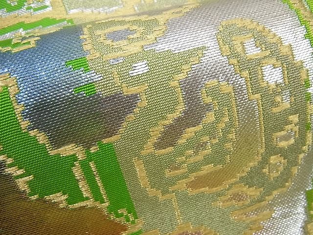 平和屋本店●最高級　龍村平蔵製　本袋帯　円文白虎錦　金銀糸　逸品3s3802