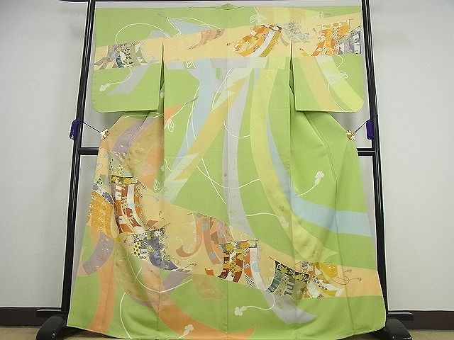 平和屋本店●極上　創業460年・千總　訪問着　駒刺繍　几帳吉祥文　金彩　パールトーン加工　逸品3s3889