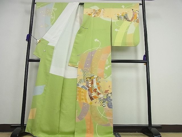 平和屋本店●極上　創業460年・千總　訪問着　駒刺繍　几帳吉祥文　金彩　パールトーン加工　逸品3s3889