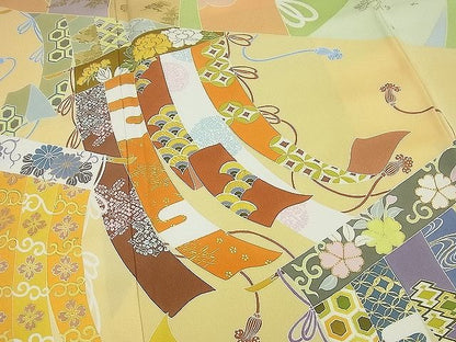 平和屋本店●極上　創業460年・千總　訪問着　駒刺繍　几帳吉祥文　金彩　パールトーン加工　逸品3s3889