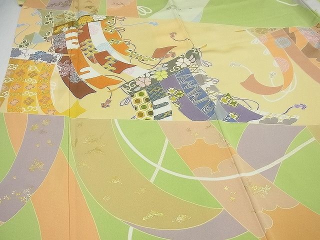 平和屋本店●極上　創業460年・千總　訪問着　駒刺繍　几帳吉祥文　金彩　パールトーン加工　逸品3s3889