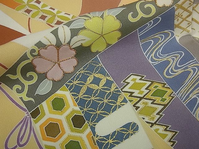 平和屋本店●極上　創業460年・千總　訪問着　駒刺繍　几帳吉祥文　金彩　パールトーン加工　逸品3s3889