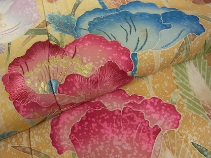 平和屋本店●希少　野口真造　大彦二代目　江戸染繍友禅　訪問着　草花尽くし　たたき染　金糸　逸品s440