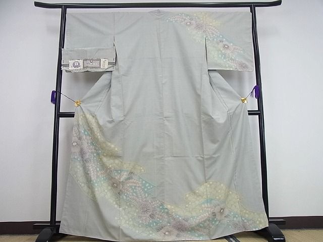 平和屋本店●極上 名門 藤娘きぬたや 藤娘大島絞り 本場大島紬 白恵泥 訪問着 辻が花 恵美和雄 証紙付き2s472