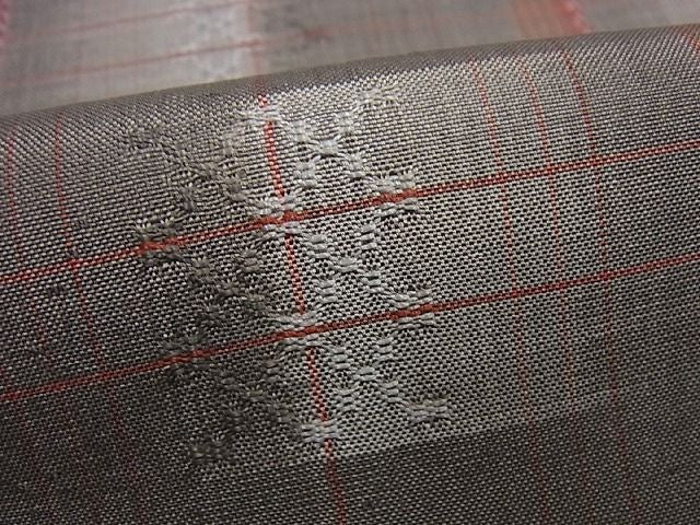 平和屋本店●希少　日本工芸会正会員　深石美穂　石垣島　川平織　花織　紬　推茜染　証紙付き　逸品　未使用2s479