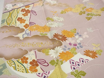 平和屋本店●極上　創業460年・千總　訪問着　駒刺繍　几帳花文　金彩　逸品3s4887