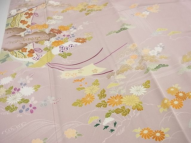 平和屋本店●極上　創業460年・千總　訪問着　駒刺繍　几帳花文　金彩　逸品3s4887