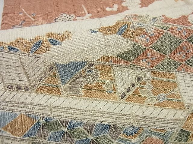 平和屋本店▽極上 染織の名門 しょうざん 生紬 訪問着 単衣 人物風景文 逸品3s4949