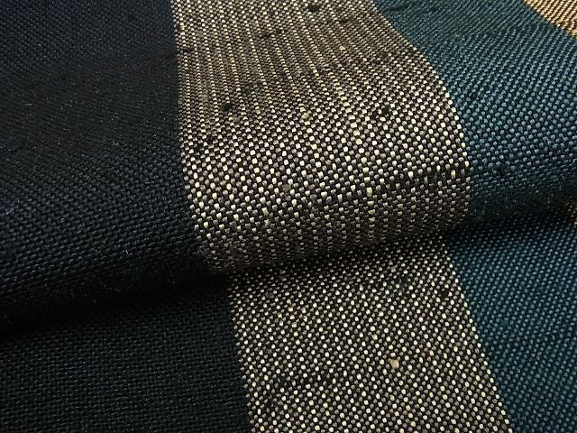 平和屋本店■超希少 伊兵衛織 工芸手織 単衣 間道 逸品3s5054