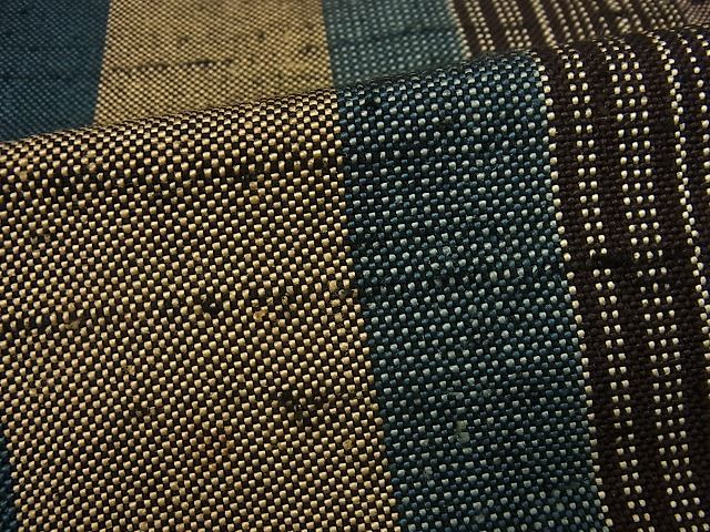 平和屋本店■超希少 伊兵衛織 工芸手織 単衣 間道 逸品3s5054