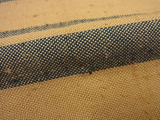 平和屋本店▽超希少　伊兵衛織　工芸手織　単衣　横段文　証紙付き　逸品3s5055
