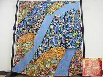 平和屋本店●極上 樋熊哲也 振袖 辻が花 総絞り 手描き 銀通し地 逸品 未使用3s5057