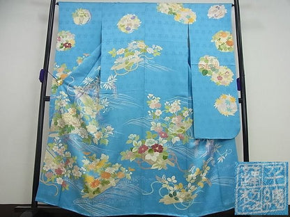 平和屋本店●極上　創業460年・千總　振袖　駒刺繍　筏花文　金彩　大丸扱い　逸品3s5070