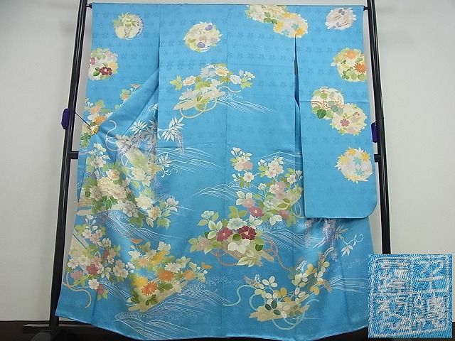 平和屋本店●極上　創業460年・千總　振袖　駒刺繍　筏花文　金彩　大丸扱い　逸品3s5070