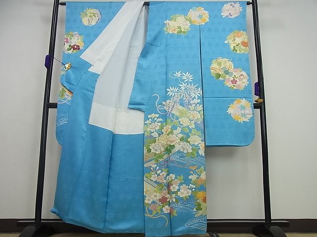 平和屋本店●極上　創業460年・千總　振袖　駒刺繍　筏花文　金彩　大丸扱い　逸品3s5070