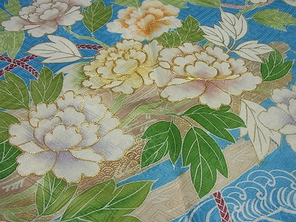 平和屋本店●極上　創業460年・千總　振袖　駒刺繍　筏花文　金彩　大丸扱い　逸品3s5070
