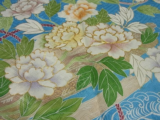 平和屋本店●極上　創業460年・千總　振袖　駒刺繍　筏花文　金彩　大丸扱い　逸品3s5070