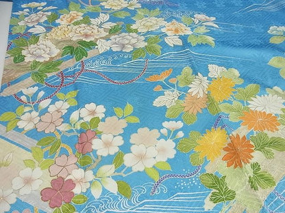 平和屋本店●極上　創業460年・千總　振袖　駒刺繍　筏花文　金彩　大丸扱い　逸品3s5070