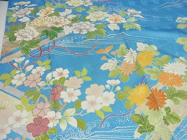 平和屋本店●極上　創業460年・千總　振袖　駒刺繍　筏花文　金彩　大丸扱い　逸品3s5070