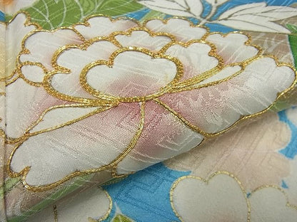 平和屋本店●極上　創業460年・千總　振袖　駒刺繍　筏花文　金彩　大丸扱い　逸品3s5070