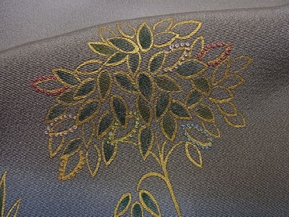 平和屋本店●極上　人間国宝　福田喜三郎　訪問着　刺繍　草花文　暈し染め　金彩　逸品2s520
