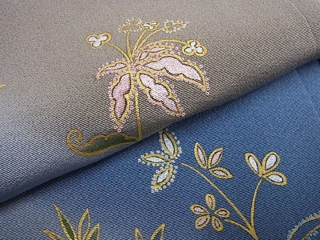 平和屋本店●極上　人間国宝　福田喜三郎　訪問着　刺繍　草花文　暈し染め　金彩　逸品2s520