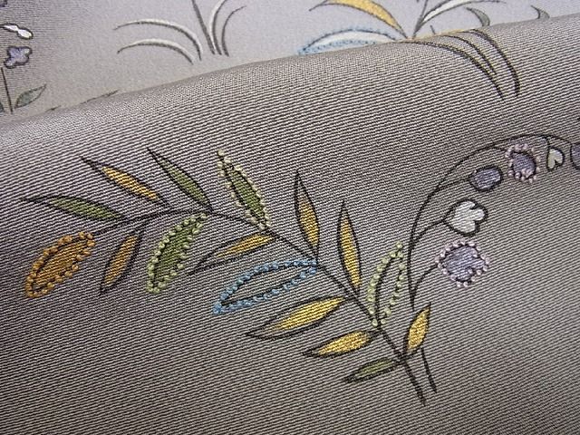 平和屋本店●極上　人間国宝　福田喜三郎　訪問着　刺繍　草花文　暈し染め　金彩　逸品2s520