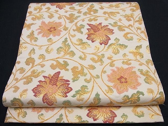 平和屋本店■極上 龍村美術織物 たつむら 本袋帯 料紙花映文 金糸 逸品3s545