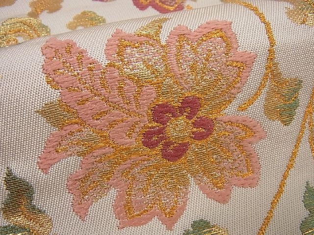 平和屋本店■極上 龍村美術織物 たつむら 本袋帯 料紙花映文 金糸 逸品3s545