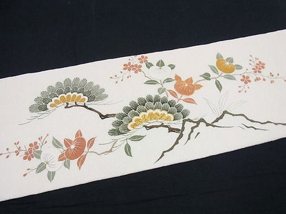 平和屋本店●極上　京都祇園の老舗　ぎをん齋藤　九寸名古屋帯　駒刺繍　吉祥花文　金糸　逸品　未使用3s593