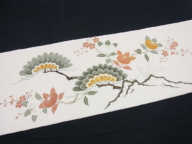 平和屋本店●極上　京都祇園の老舗　ぎをん齋藤　九寸名古屋帯　駒刺繍　吉祥花文　金糸　逸品　未使用3s593