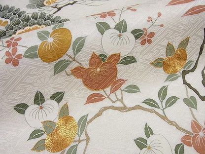 平和屋本店●極上　京都祇園の老舗　ぎをん齋藤　九寸名古屋帯　駒刺繍　吉祥花文　金糸　逸品　未使用3s593