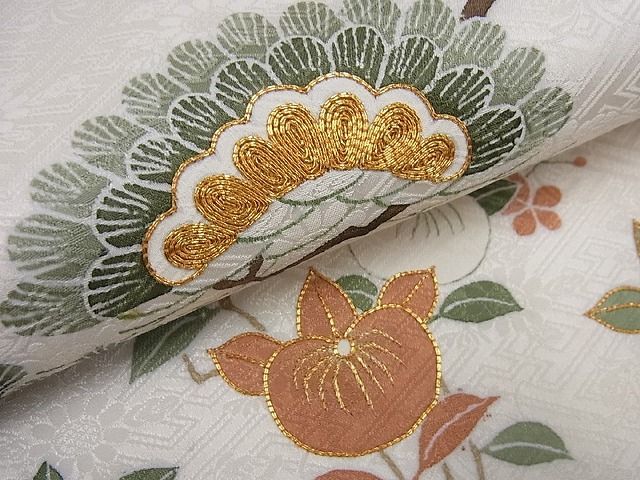 平和屋本店●極上　京都祇園の老舗　ぎをん齋藤　九寸名古屋帯　駒刺繍　吉祥花文　金糸　逸品　未使用3s593