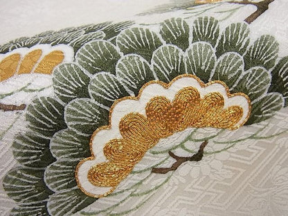平和屋本店●極上　京都祇園の老舗　ぎをん齋藤　九寸名古屋帯　駒刺繍　吉祥花文　金糸　逸品　未使用3s593
