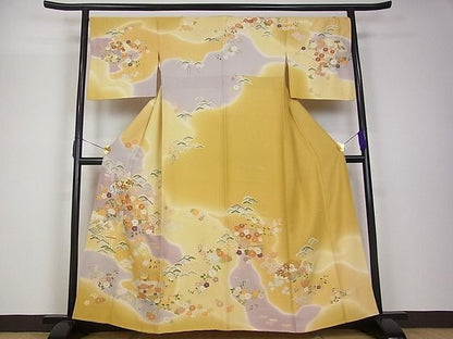 平和屋本店■極上 創業460年・千總 訪問着 道長扇面花文 暈し染 金彩 三越扱い 逸品s5965