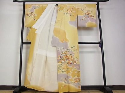 平和屋本店■極上 創業460年・千總 訪問着 道長扇面花文 暈し染 金彩 三越扱い 逸品s5965