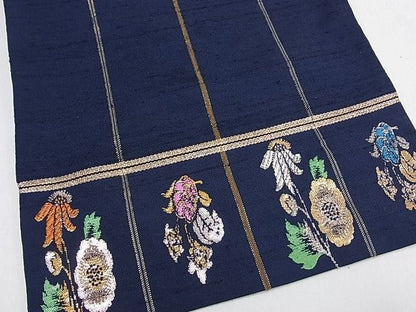 平和屋本店■極上　龍村平蔵製　本袋帯　モール草花　逸品　未使用　s60054
