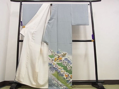 平和屋本店●極上 人間国宝・羽田登喜男 色留袖 鴛鴦 逸品s6827