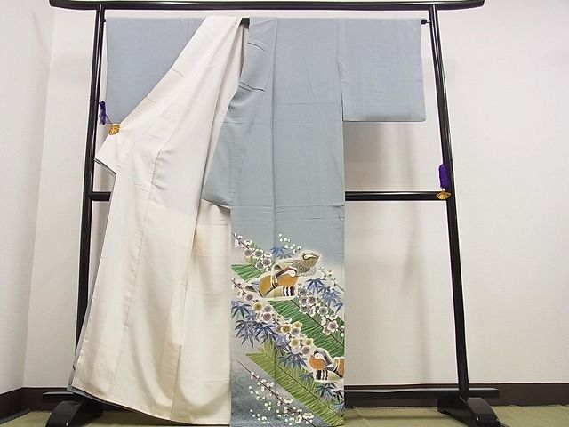 平和屋本店●極上 人間国宝・羽田登喜男 色留袖 鴛鴦 逸品s6827