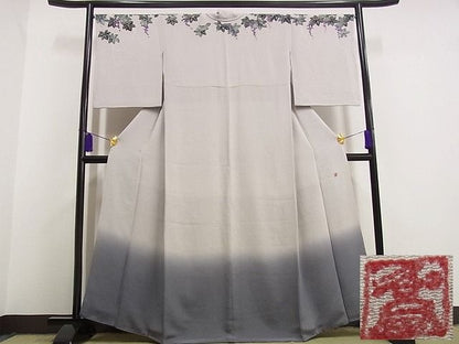 平和屋本店●超希少　東京友禅　久呂田明功　訪問着　葡萄蔦の葉文　鬼しぼ縮緬　金彩　逸品s6846