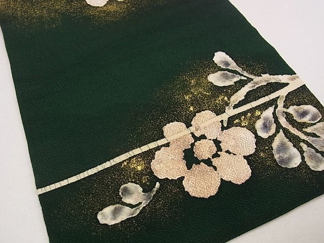 平和屋本店●希少　浦野理一　九寸名古屋帯　枝花文　鬼しぼ縮緬　金彩　逸品s6864