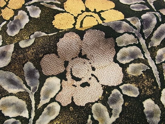 平和屋本店●希少　浦野理一　九寸名古屋帯　枝花文　鬼しぼ縮緬　金彩　逸品s6864