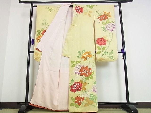 平和屋本店●極上　創業130年　江戸染繍友禅　大彦　振袖　枝花文　逸品s6885